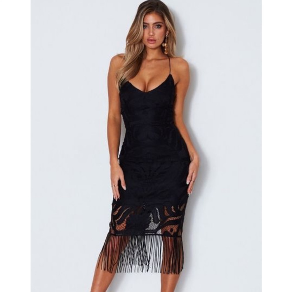 White Fox Boutique Black Midi Dress